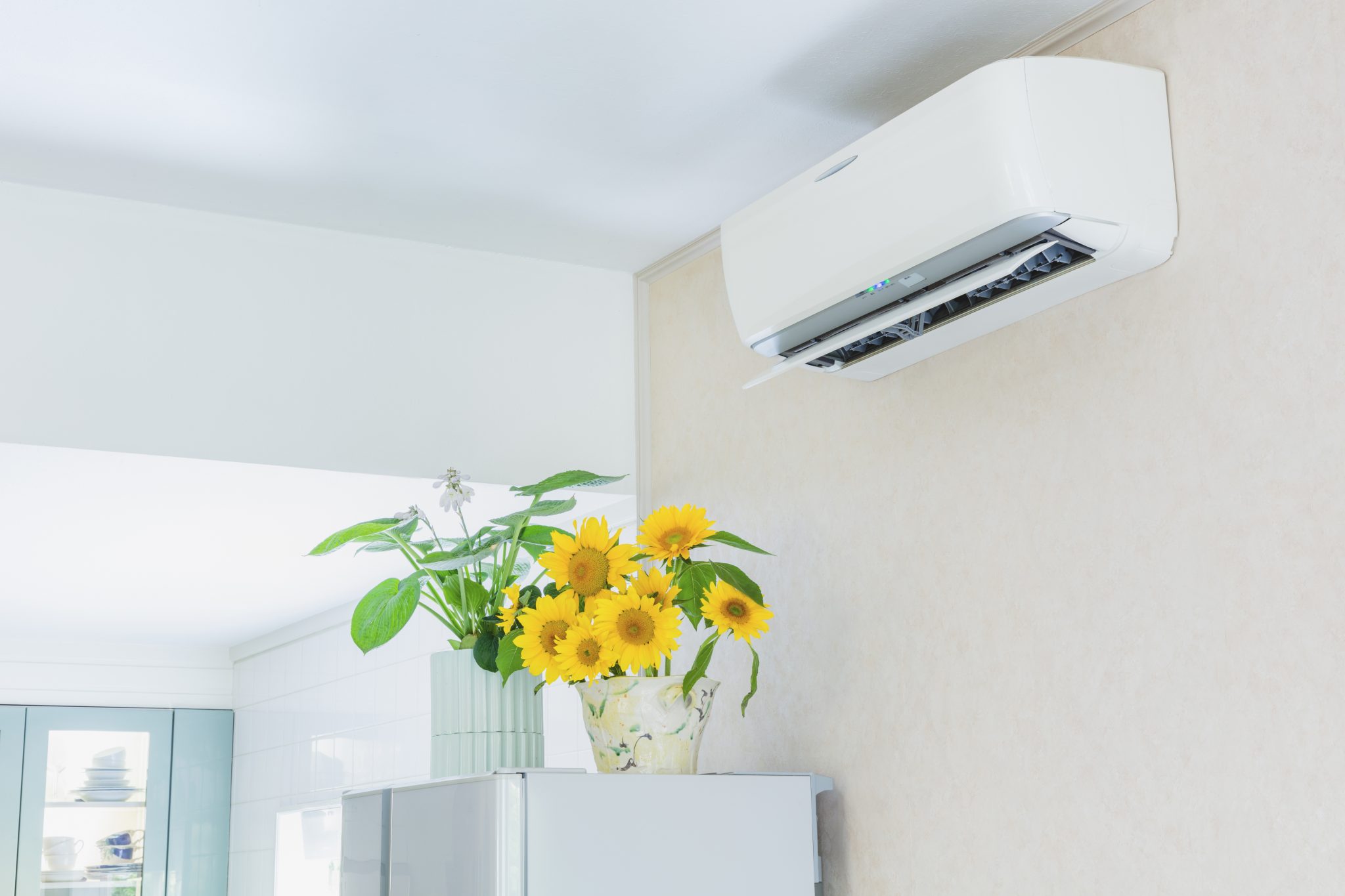 Wandklimaanlage im Wohnraum in Betrieb